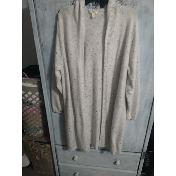 Terra & Sky Long Open Hooded Sweater Cardigan Cream 0X - Picture 7 of 12